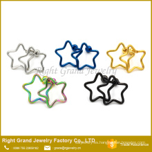 Titanio acero quirúrgico 316L plateado joyería del cuerpo hueco estrellas oreja Tragus